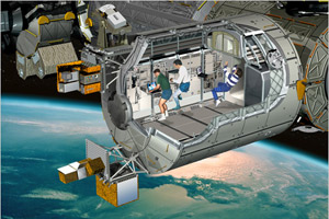 European Space Agency image shows a computer-drawn interior view of the Columbus module. (© AP Images)