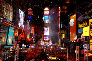 Fireworks and confetti signal the New Year, 2007, as New Year's Eve celebrations continue in Times Square in New York, Monday, Jan. 1, 2007. (AP Photo/Henny Ray Abrams)