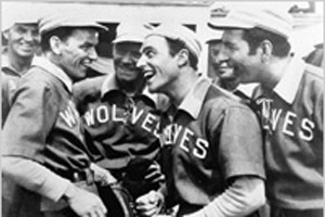 Frank Sinatra, left, and Gene Kelly, center foreground, in Take Me Out To The Ball Game, a 1948 baseball film. (© AP Images)