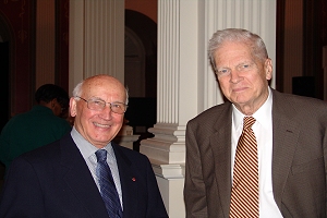 Hermann Van der Wee, left, with Librarian of Congress James Billington (Library of Congress/Jane Sargus) 