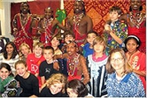 Students at Washington International School celebrate Africa Day, with help from visiting Masai tribesmen. (Photo courtesy of WIS)