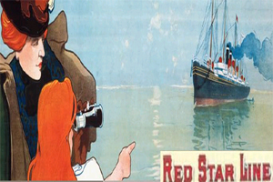 Red Star Line poster (1899), design Henri Cassiers, City of Antwerp, Collection Museum Vleeshuis/Sound of the City, (c) foto Collectiebeleid Musea Stad Antwerpen.
